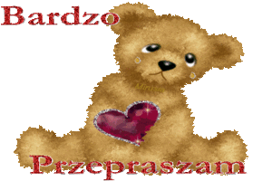 Płaczący miś z sercem bardzo przepraszam